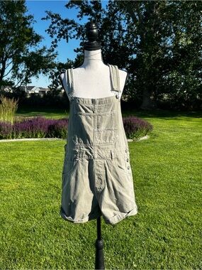Free People We The Free Sage Green Short Overalls Romper Medium